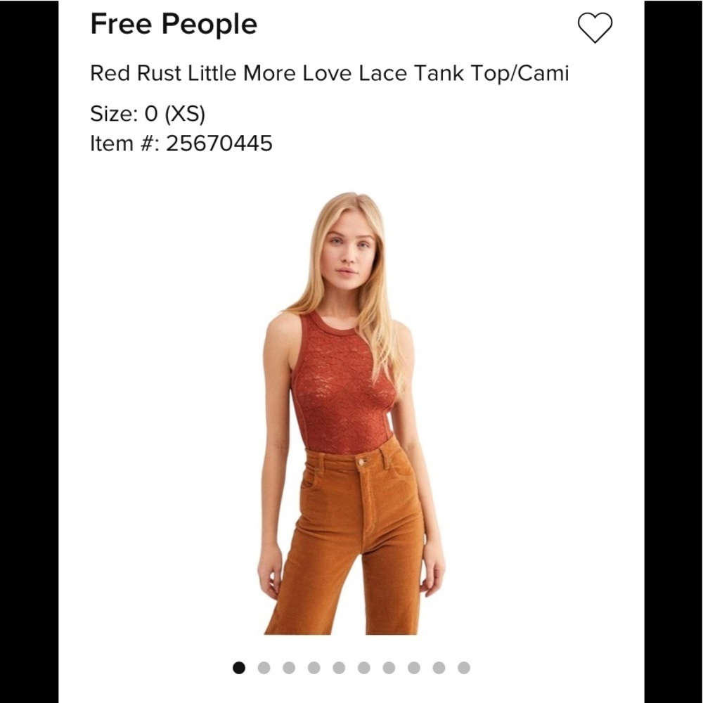 SALE New Free People Little More Love Lace tank XS cami